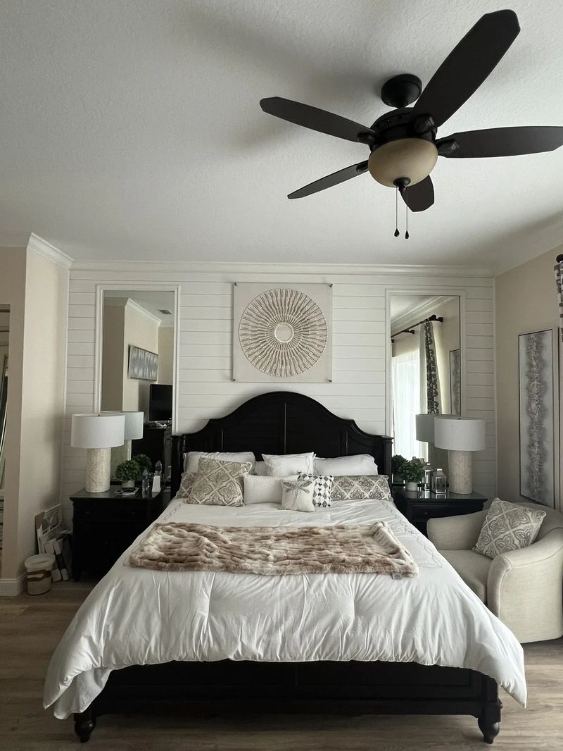 Completed interior reconstruction with refinished walls and trim